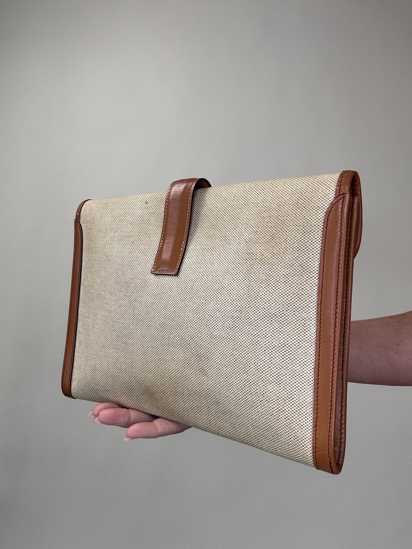 Hermes Peau Porc Toile Vintage Jige PM Clutch