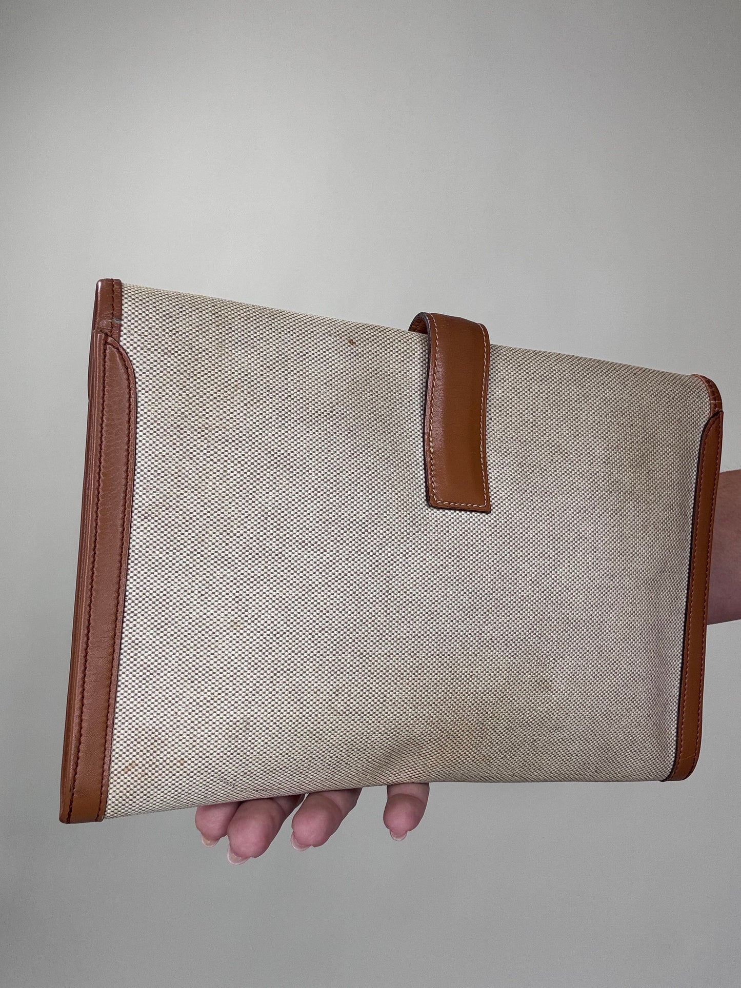 Hermes Peau Porc Toile Vintage Jige PM Clutch