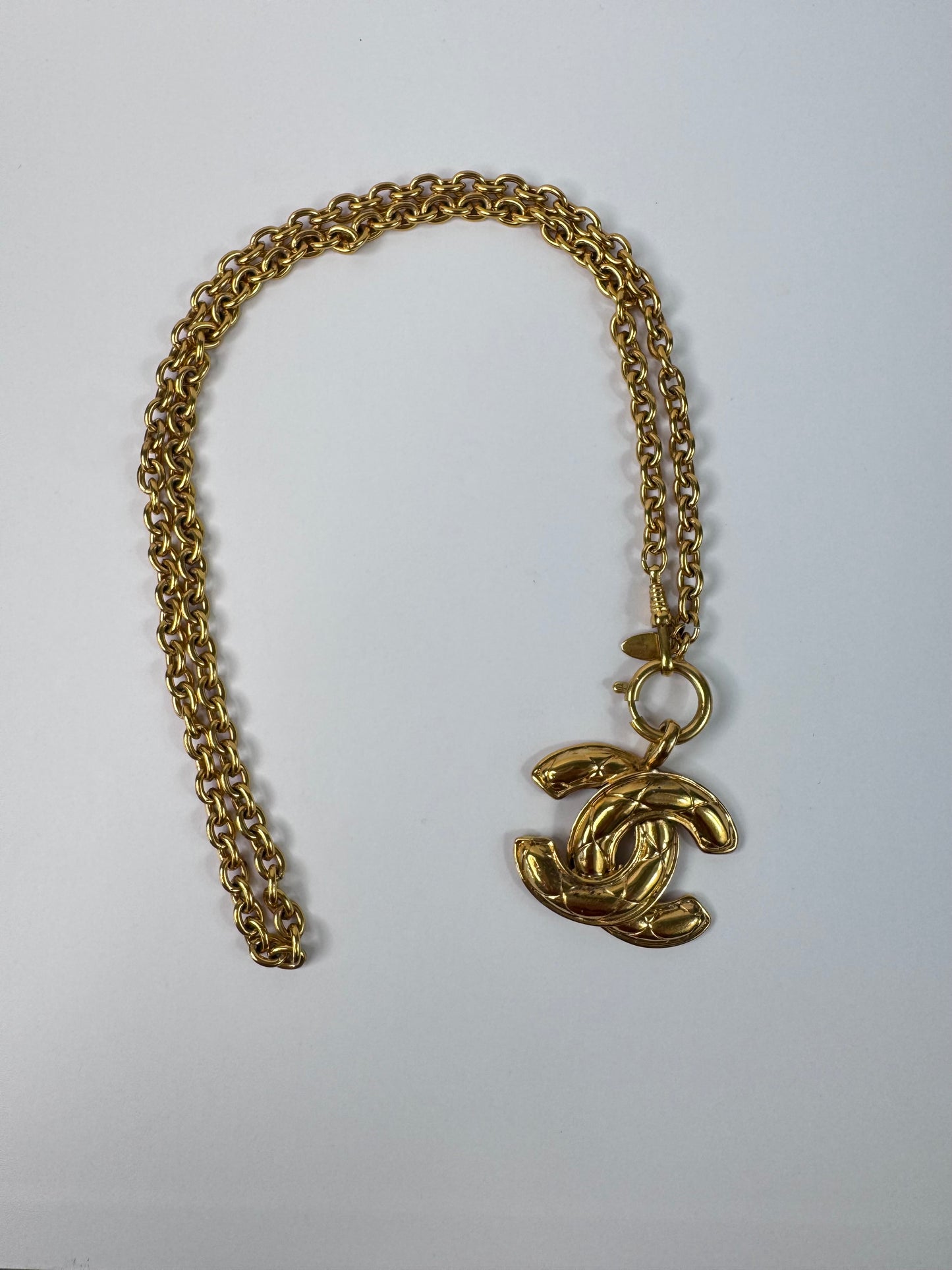 Chanel Vitage Large Quilted CC Pendent