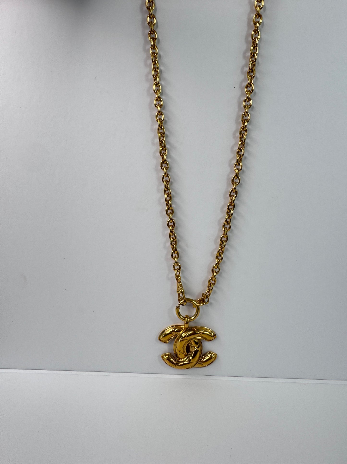 Chanel Vitage Large Quilted CC Pendent