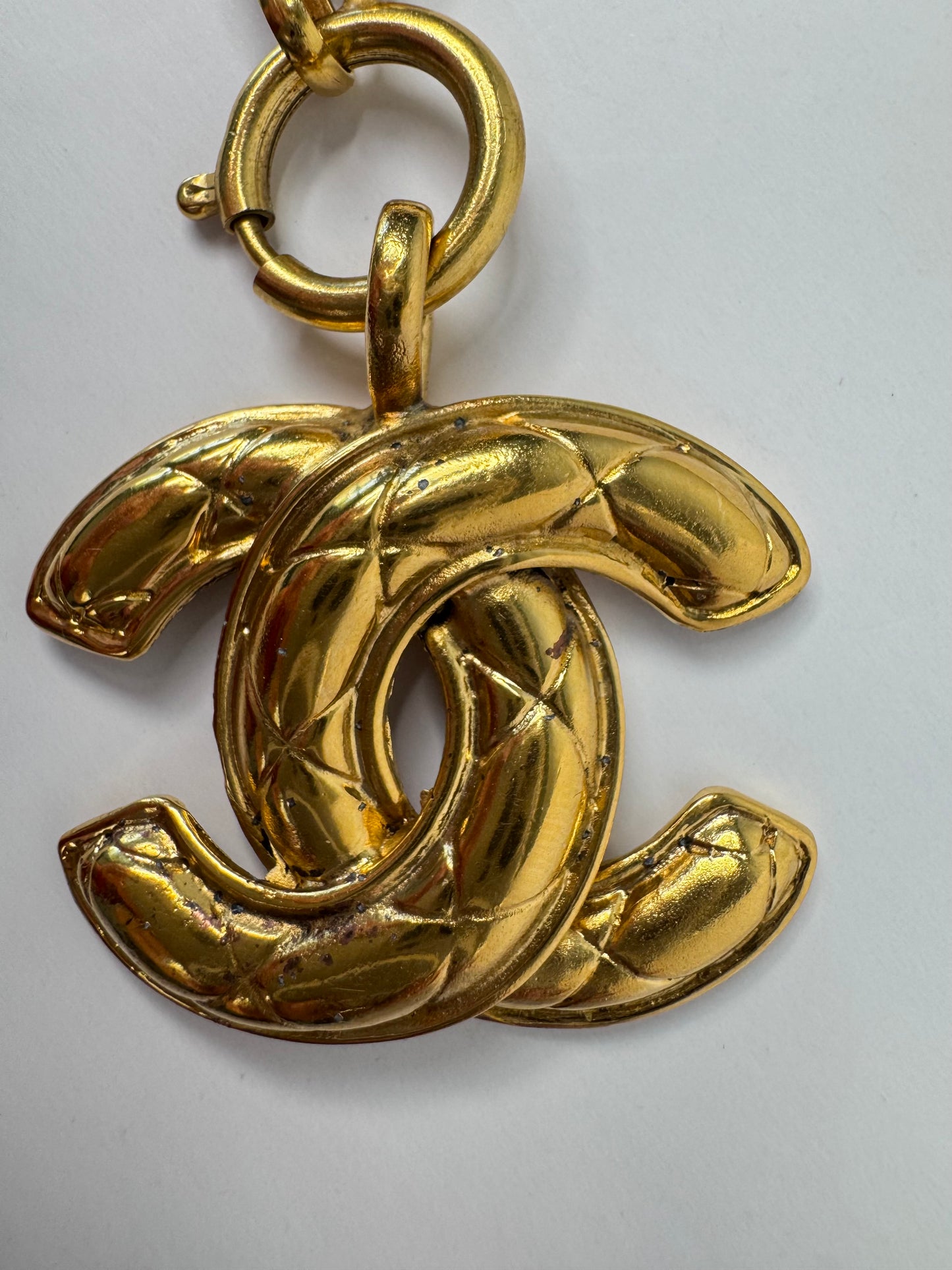 Chanel Vitage Large Quilted CC Pendent