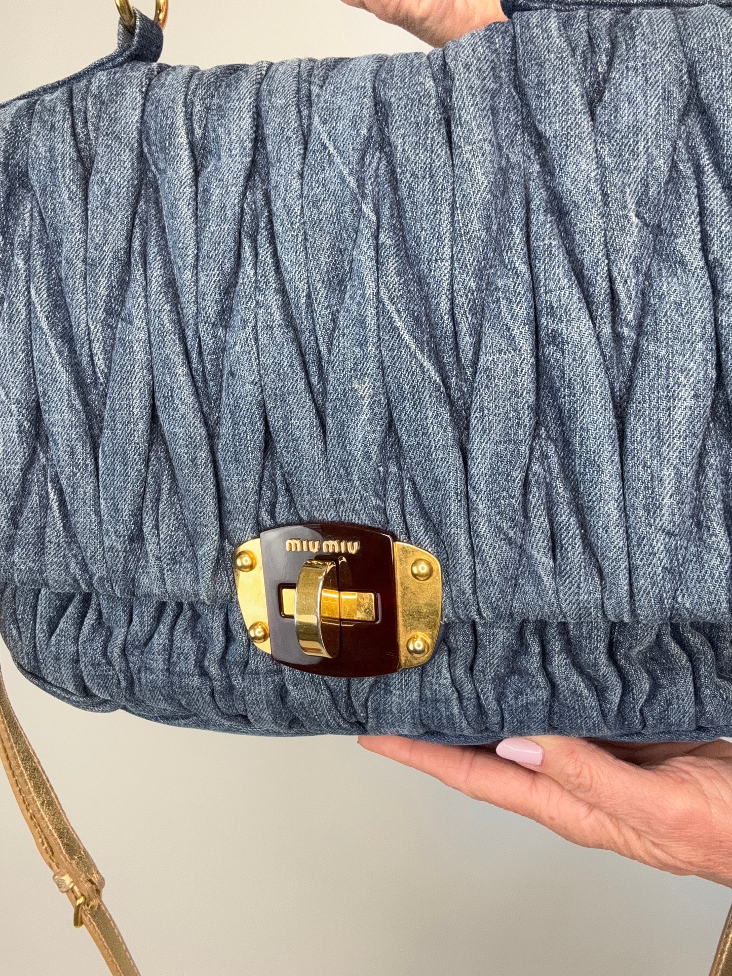 Miu Miu Denim Rare Matelasse Double Sided Bag
