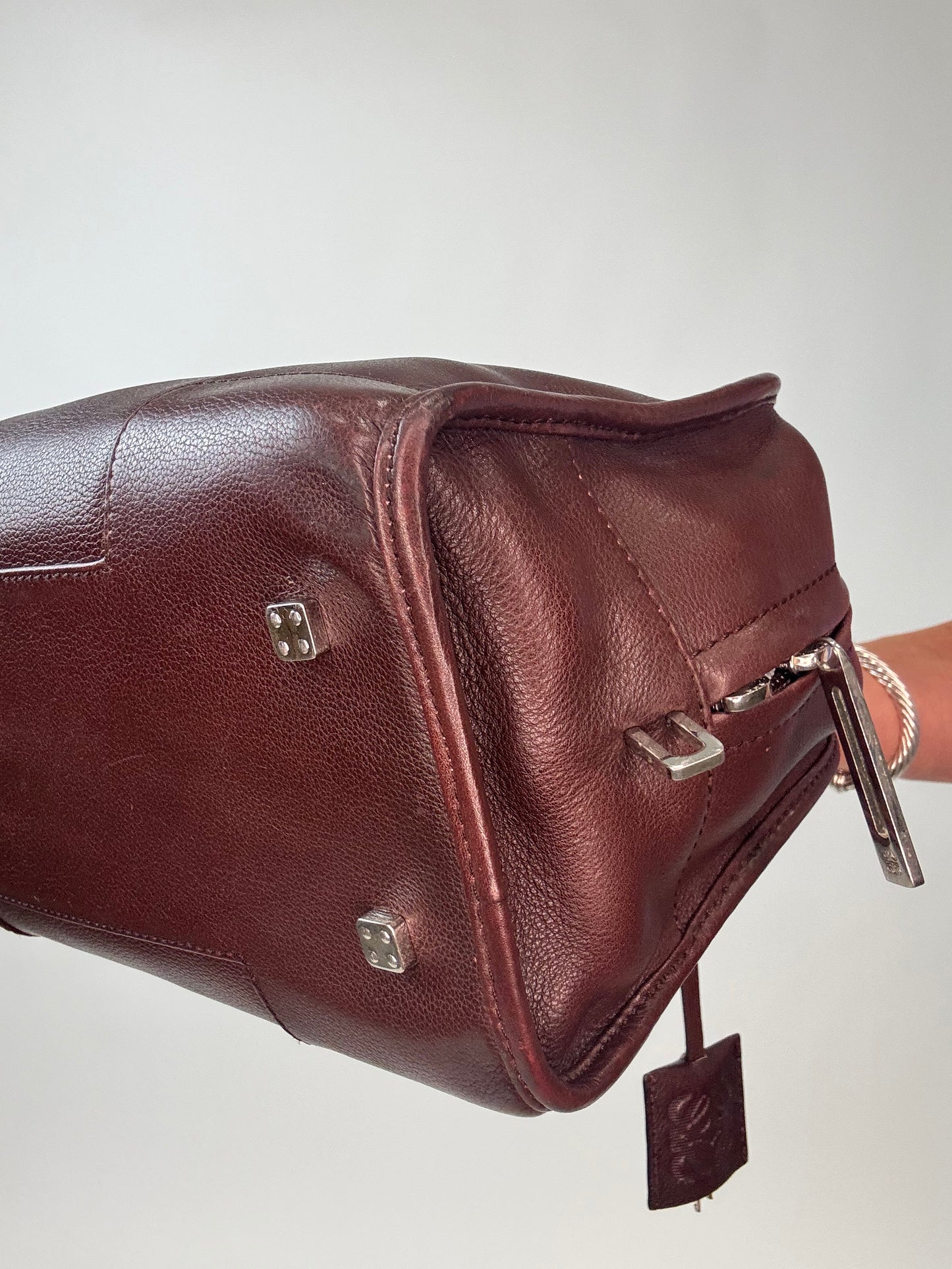 Loewe Amazona 28 Calfskin Leather Satchel - Burgundy Brown