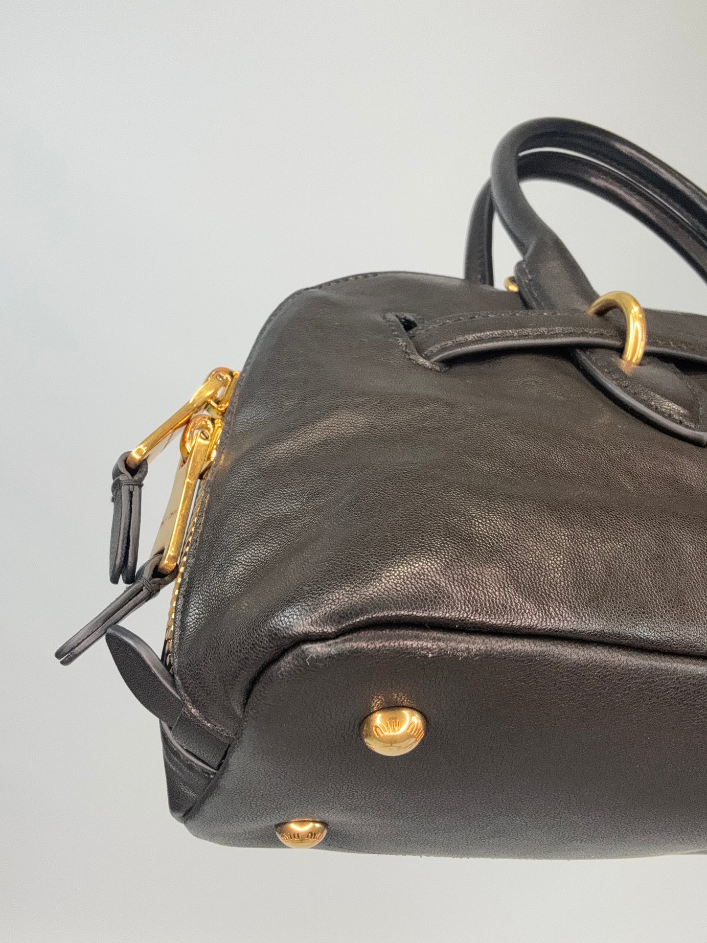 Miu Miu Aventure Nappa Leather Top Handle - Black