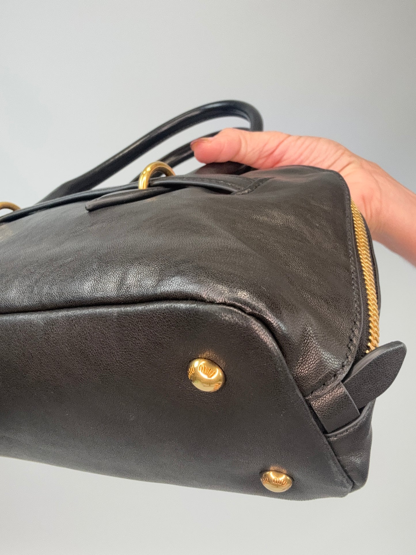 Miu Miu Aventure Nappa Leather Top Handle - Black