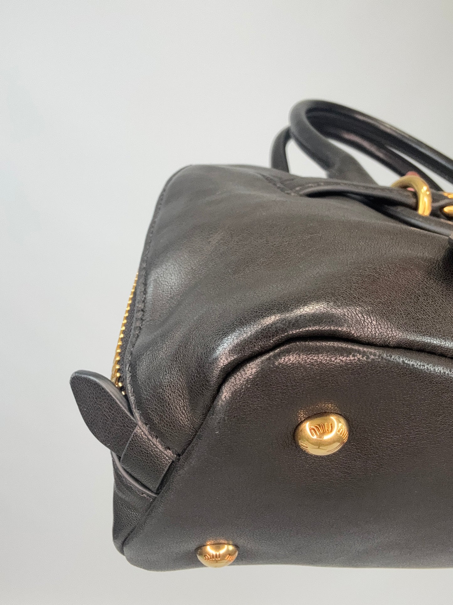 Miu Miu Aventure Nappa Leather Top Handle - Black