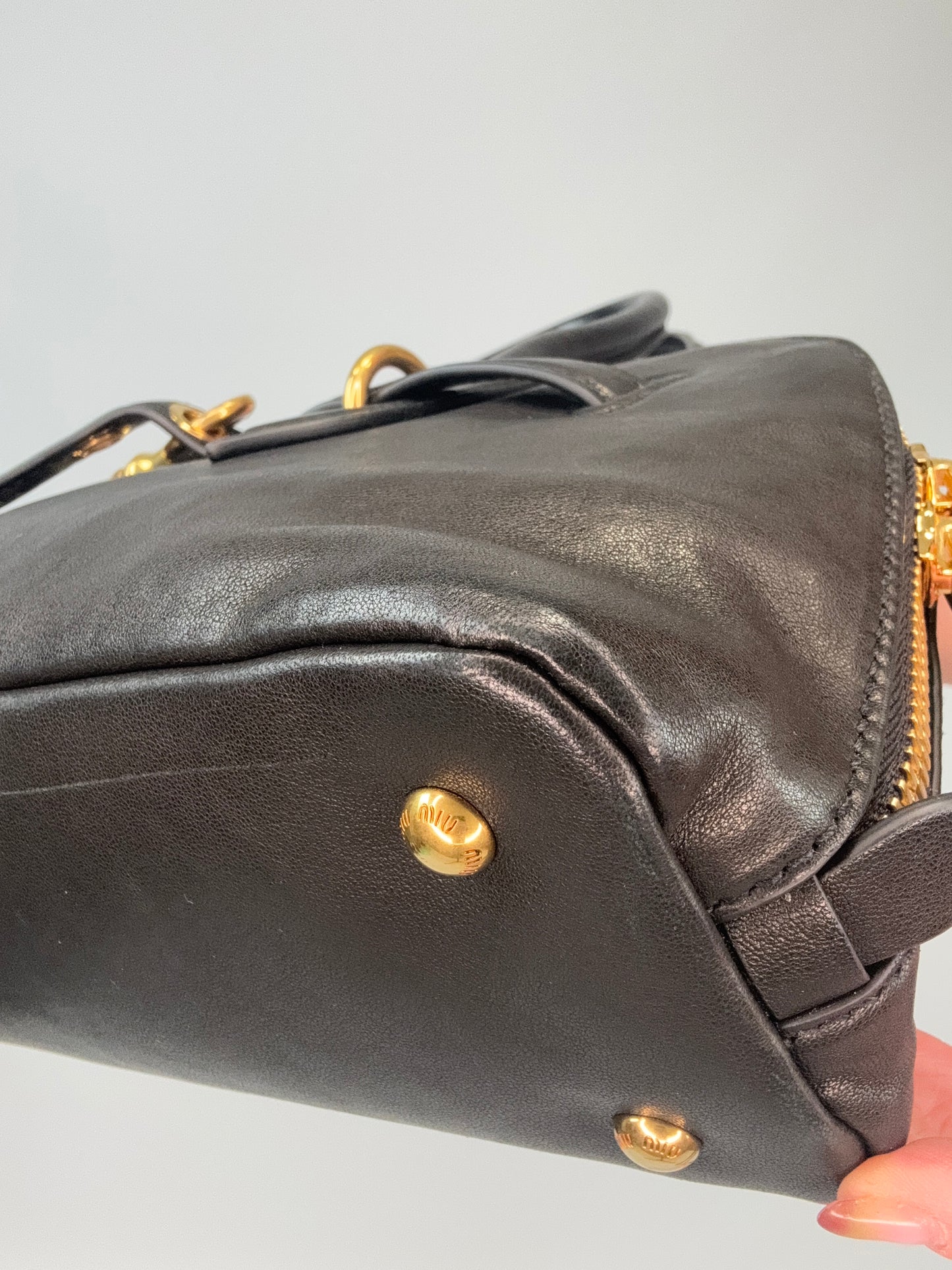 Miu Miu Aventure Nappa Leather Top Handle - Black