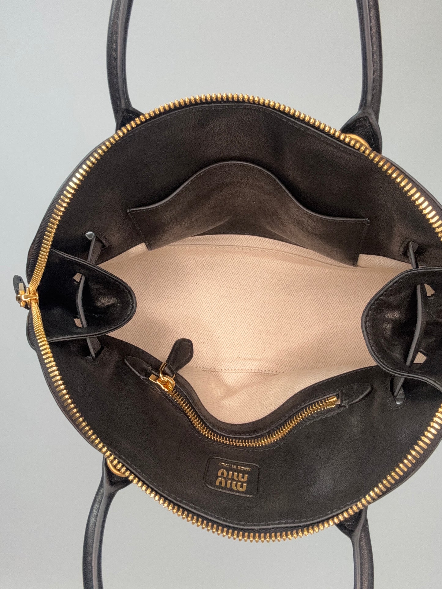 Miu Miu Aventure Nappa Leather Top Handle - Black