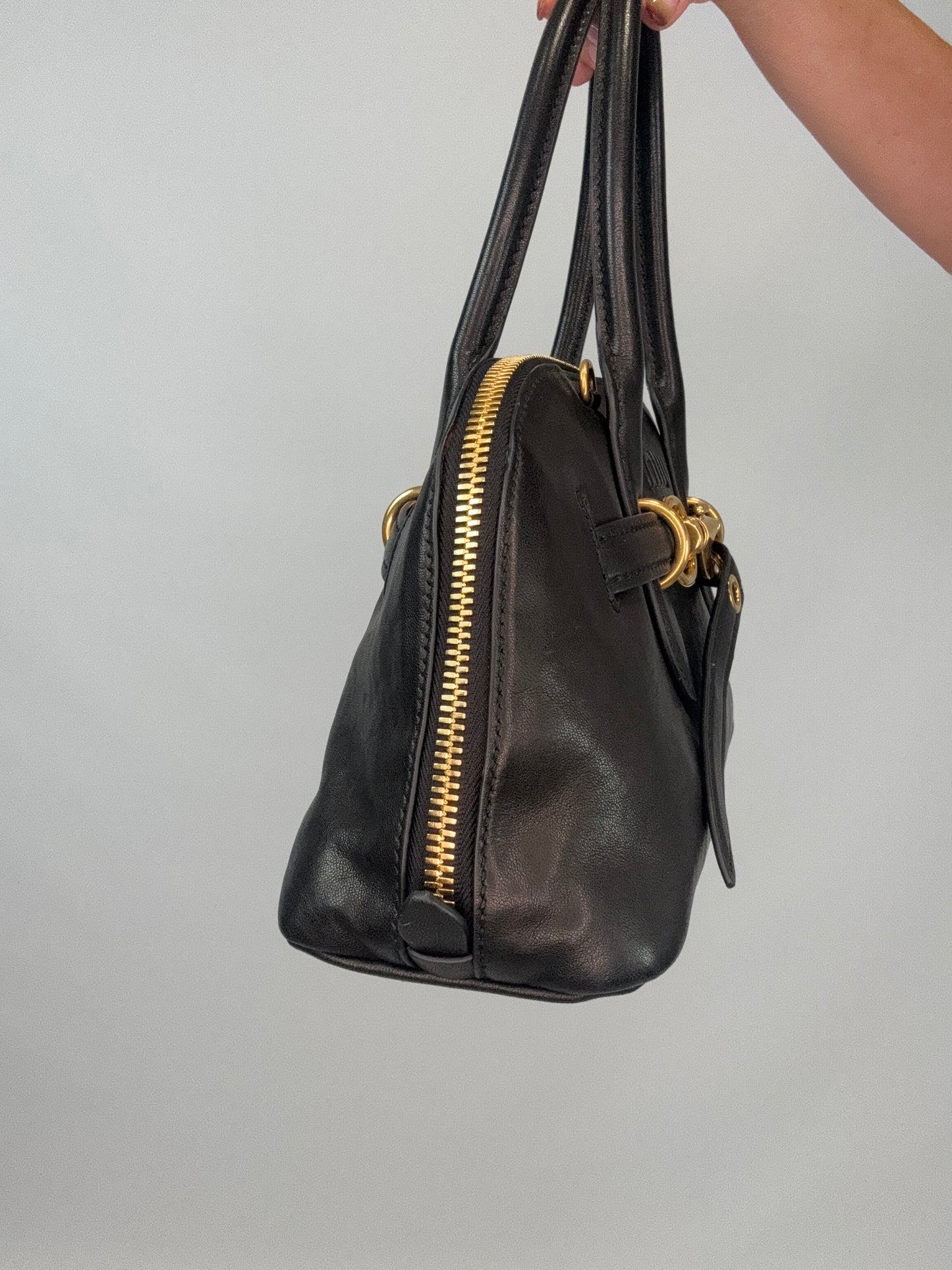 Miu Miu Aventure Nappa Leather Top Handle - Black