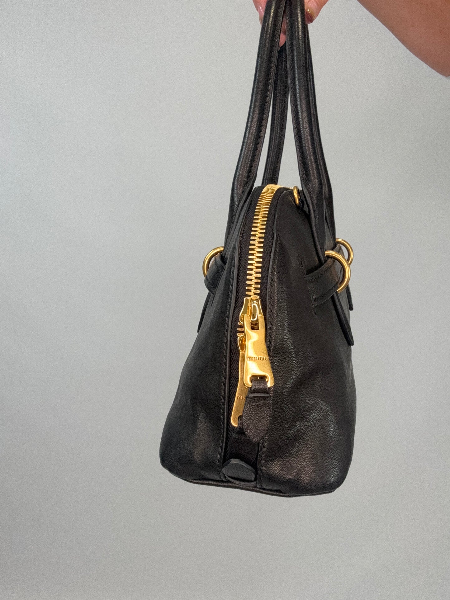 Miu Miu Aventure Nappa Leather Top Handle - Black