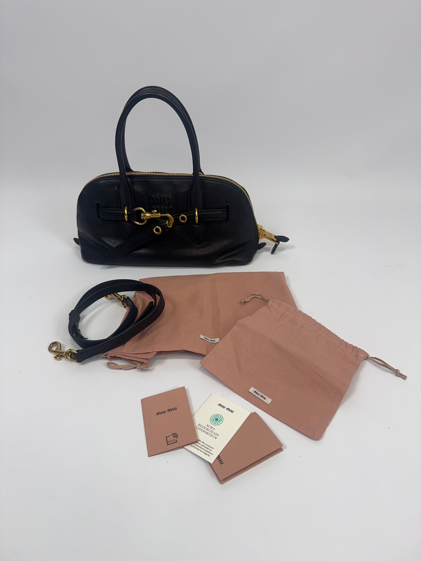 Miu Miu Aventure Nappa Leather Top Handle - Black