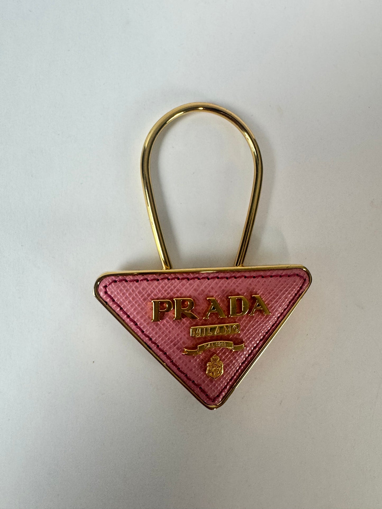 Prada Saffiano Leather Key Chain / Bag Charm - Pink