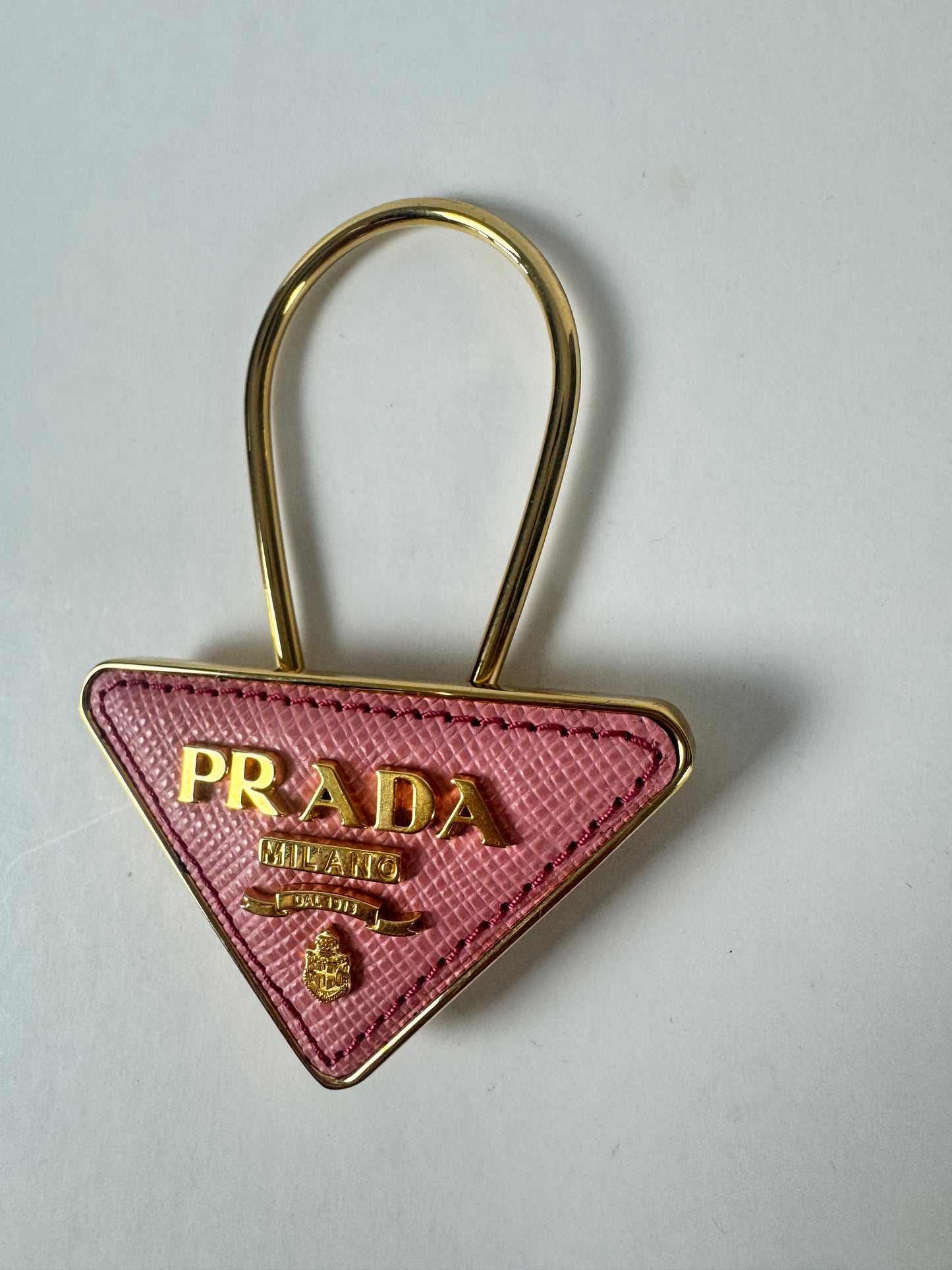 Prada Saffiano Leather Key Chain / Bag Charm - Pink