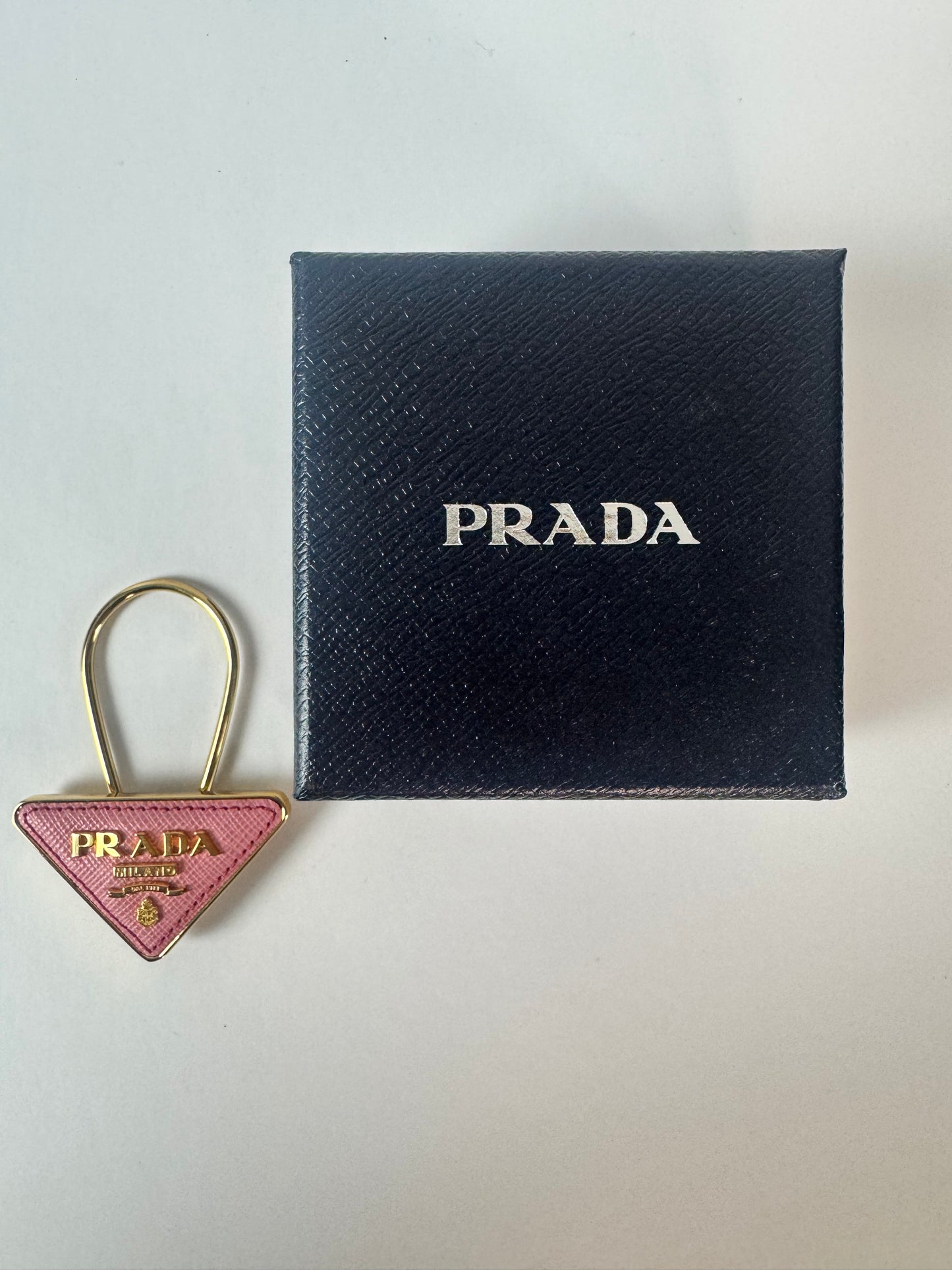 Prada Saffiano Leather Key Chain / Bag Charm - Pink
