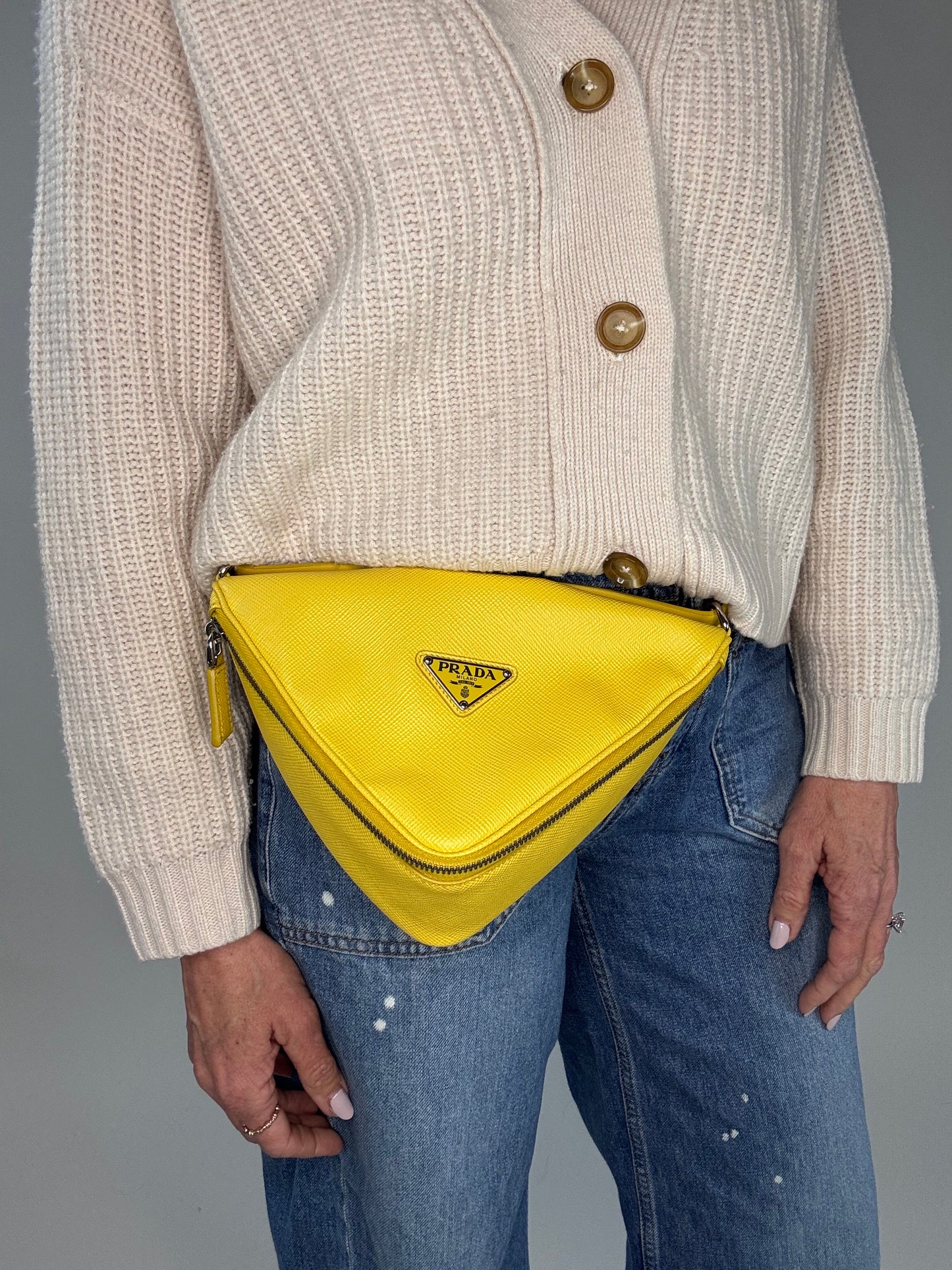 Prada Saffiano Triangle Shoulder Belt Bag