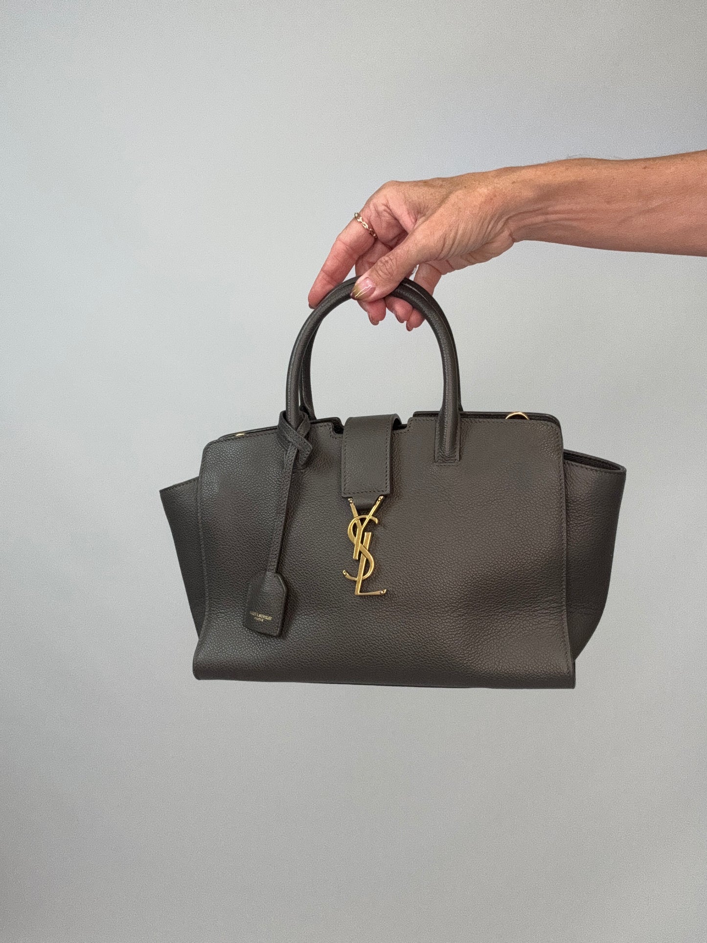 Saint Laurent Downtown Monogram Cabas Baby Tote- Grey