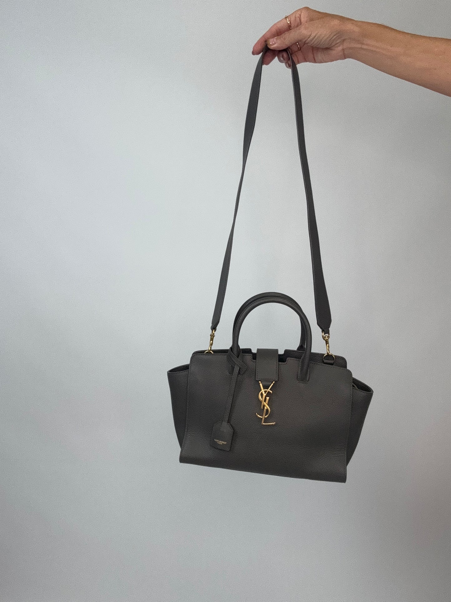 Saint Laurent Downtown Monogram Cabas Baby Tote- Grey