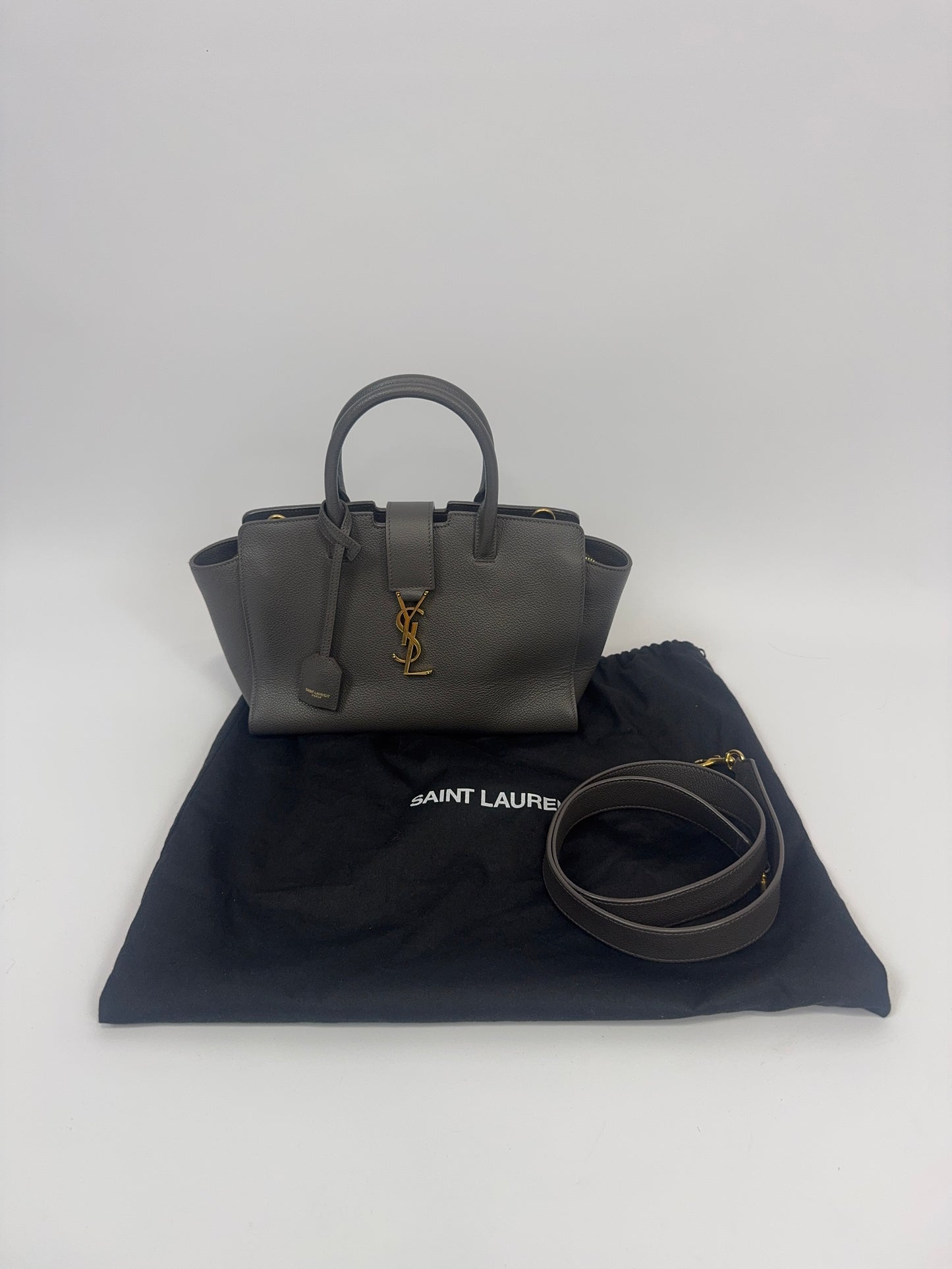 Saint Laurent Downtown Monogram Cabas Baby Tote- Grey