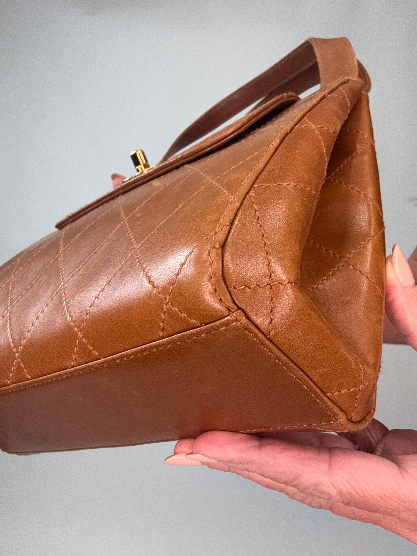 Vintage Chanel Top Handle Flap Bag - Brown