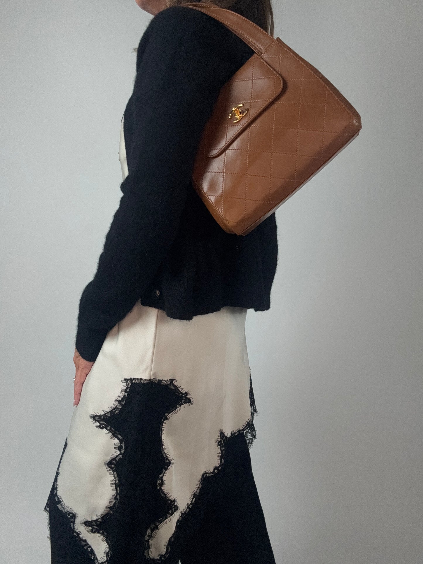 Vintage Chanel Top Handle Flap Bag - Brown