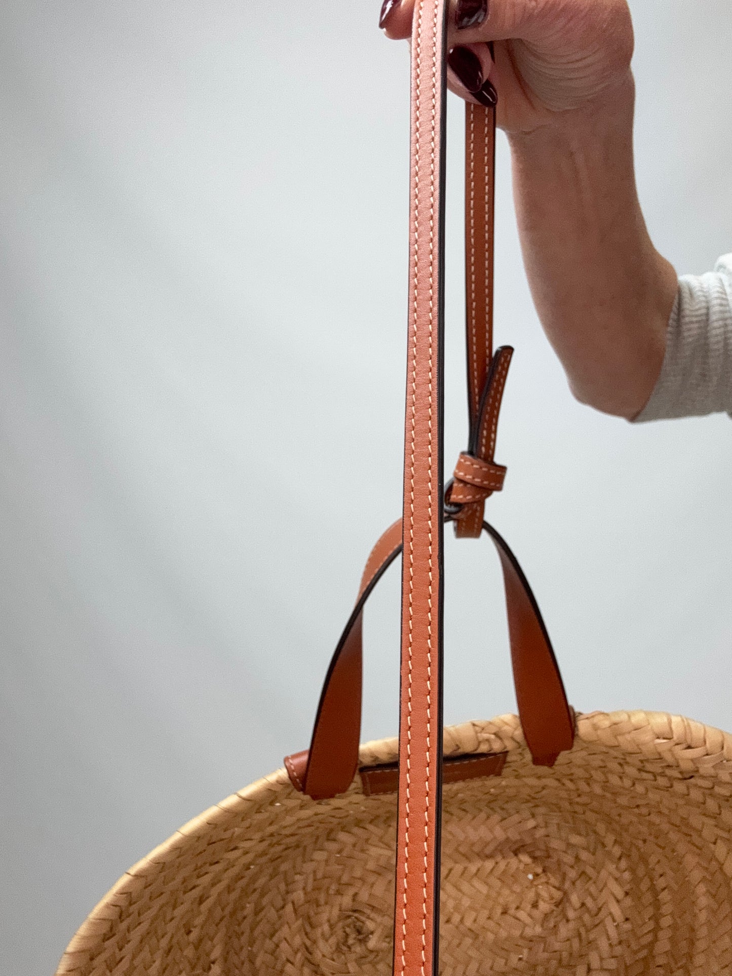 CELINE Classic Panier in Palm Leaves and Calfskin with shoulder strap 2