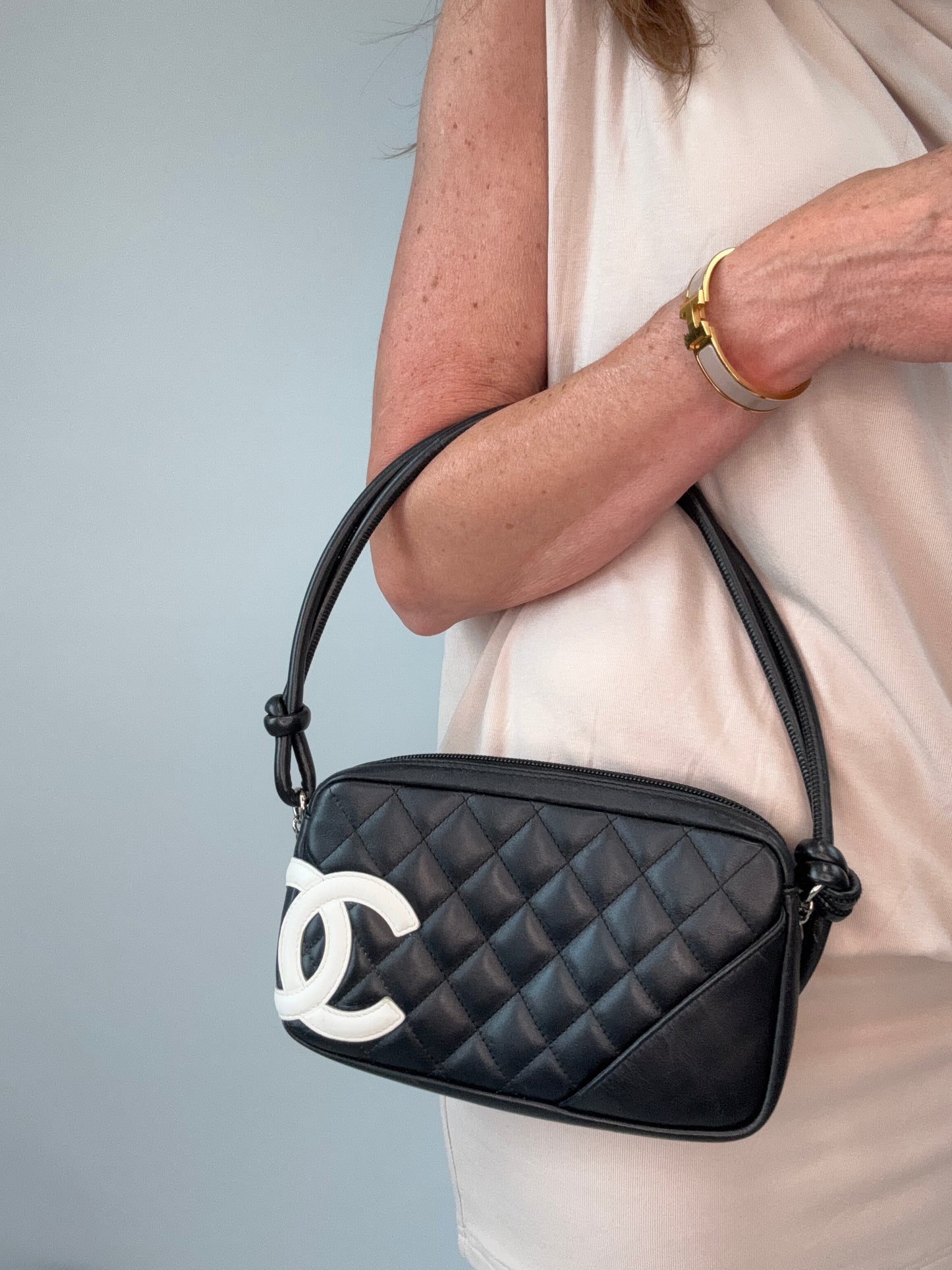 Chanel Ligne Cambon Pochette Shoulder Bag - 2005 modeled 2