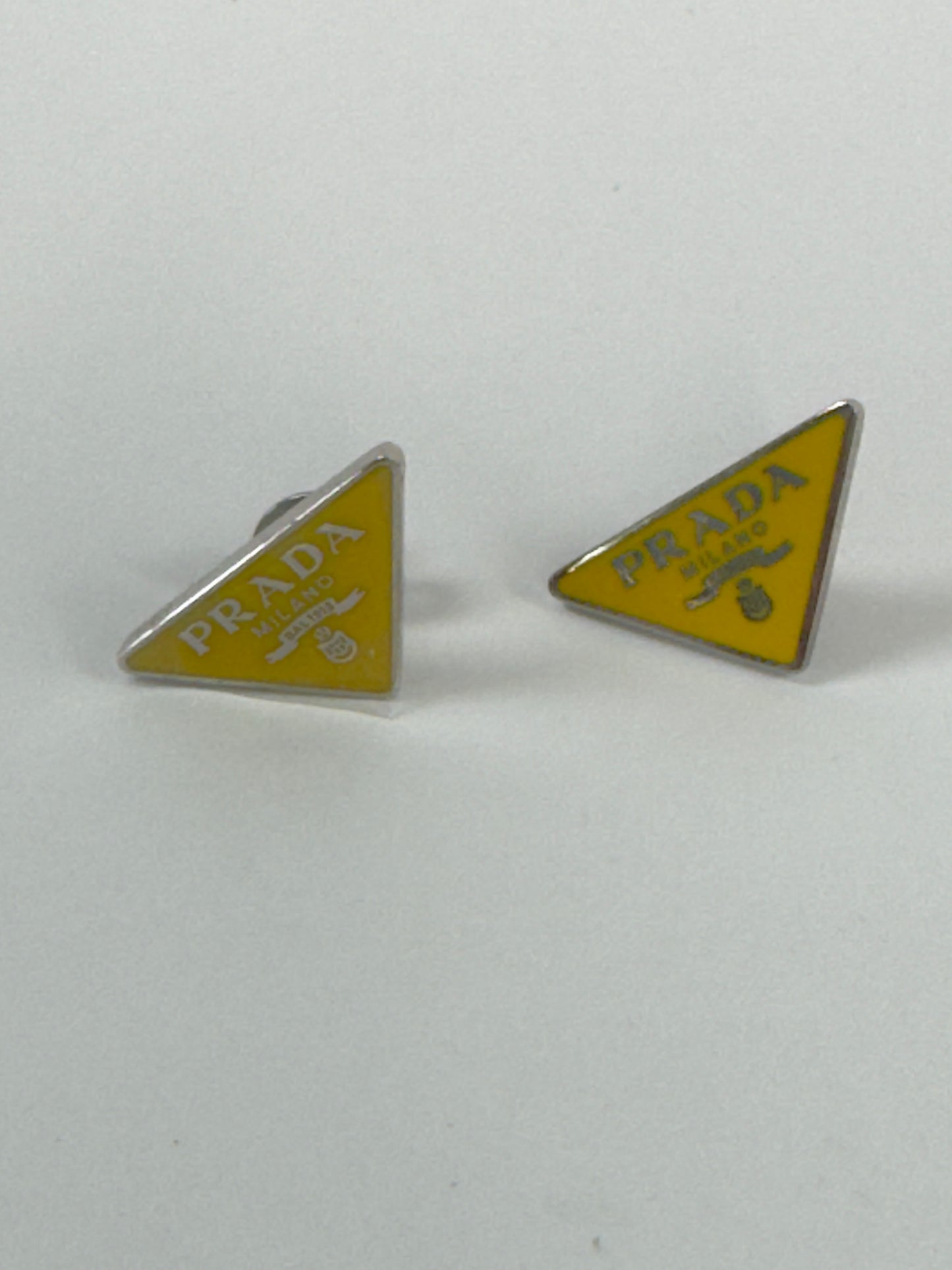 Prada Triangle Logo Studs Yellow
