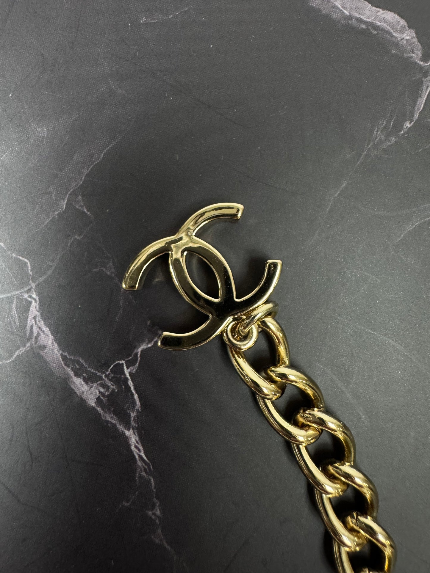 Chanel Logo Charm Bracelet — Black & White Enamel