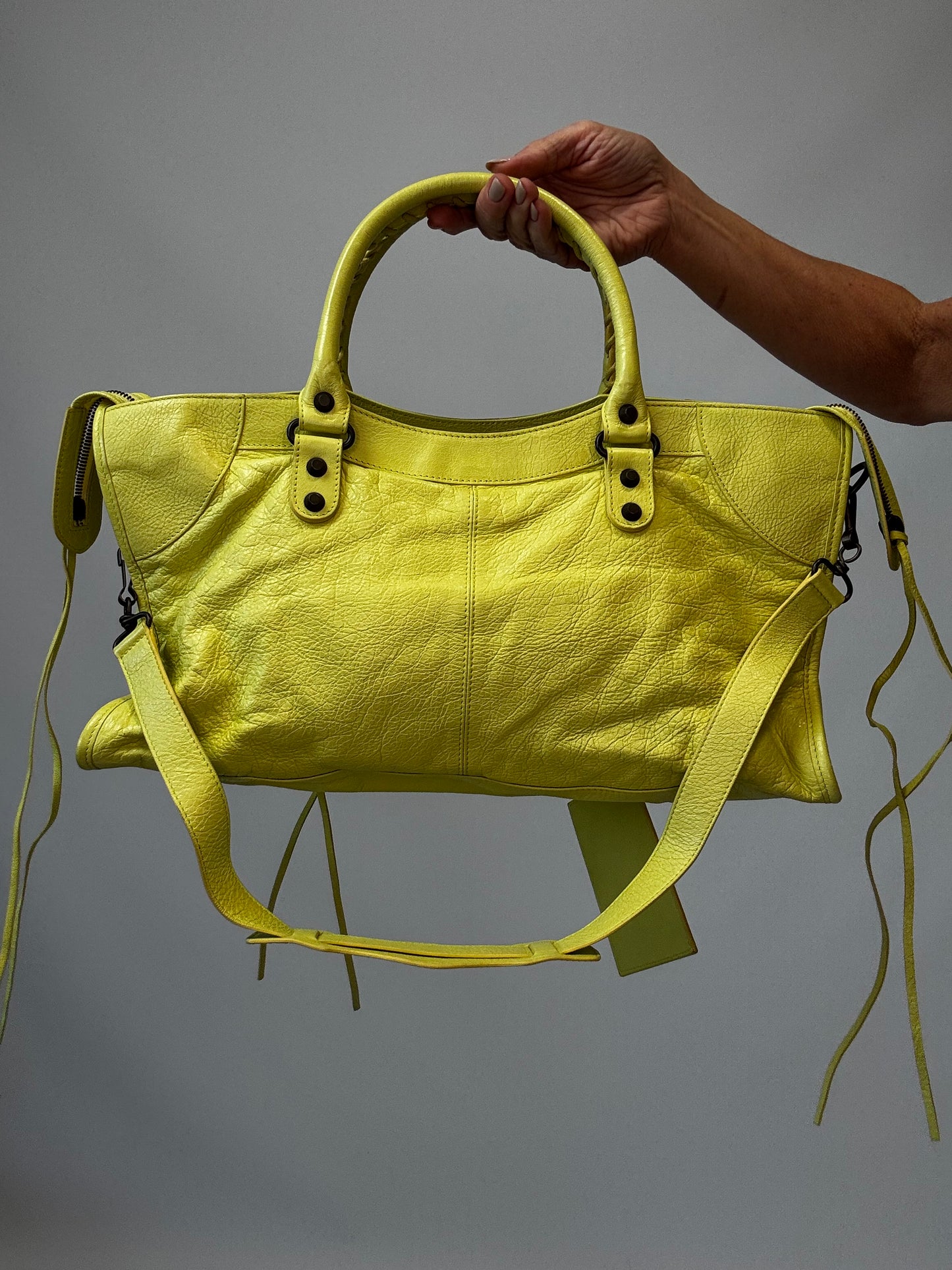 Balenciaga Agneau Classic Hardware Part Time Bag - Yellow