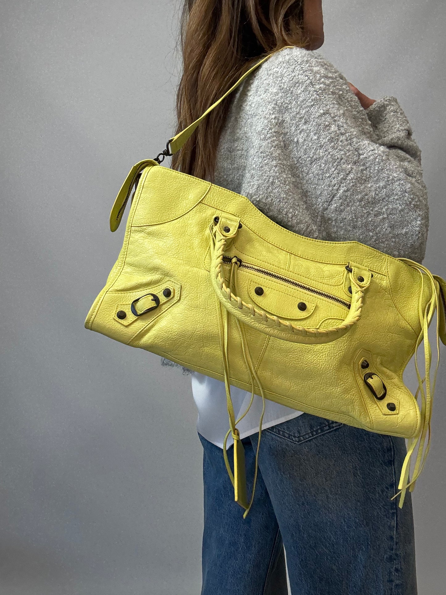 Balenciaga Agneau Classic Hardware Part Time Bag - Yellow
