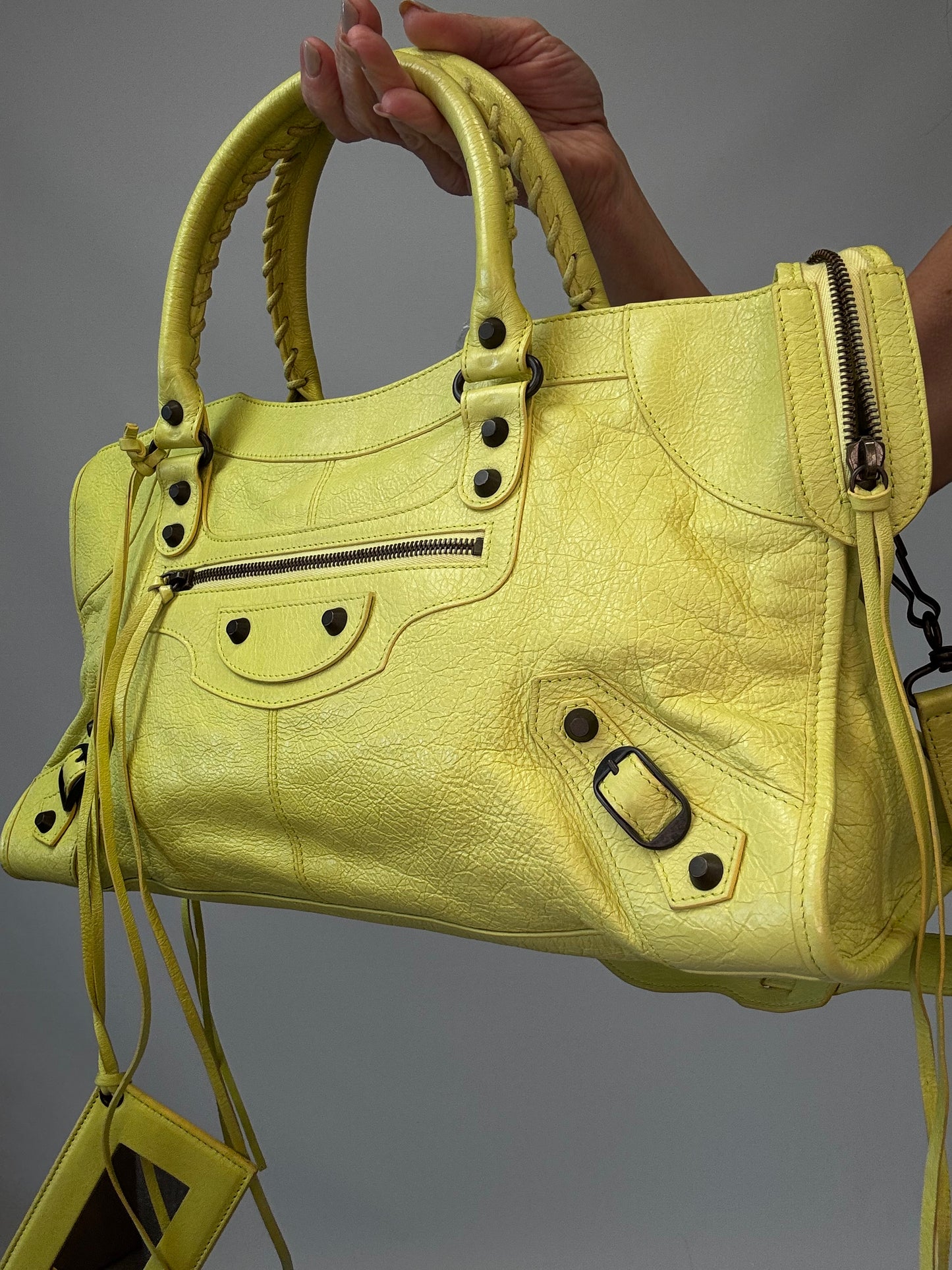 Balenciaga Agneau Classic Hardware Part Time Bag - Yellow