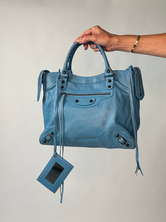 Balenciaga Agneau Classic Velo Bleu -  Indigo Hand Bag