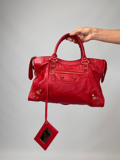 Balenciaga Agneau Giant 12 City - Rouge Lipstick