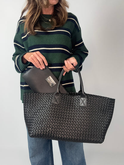 Bottega Veneta Nappa Intrecciato Cabat MM  - Black