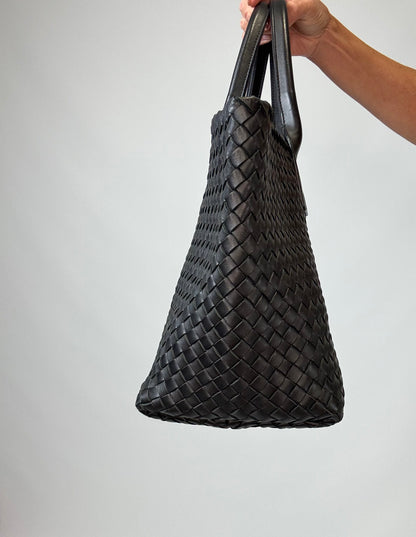 Bottega Veneta Nappa Intrecciato Cabat MM  - Black