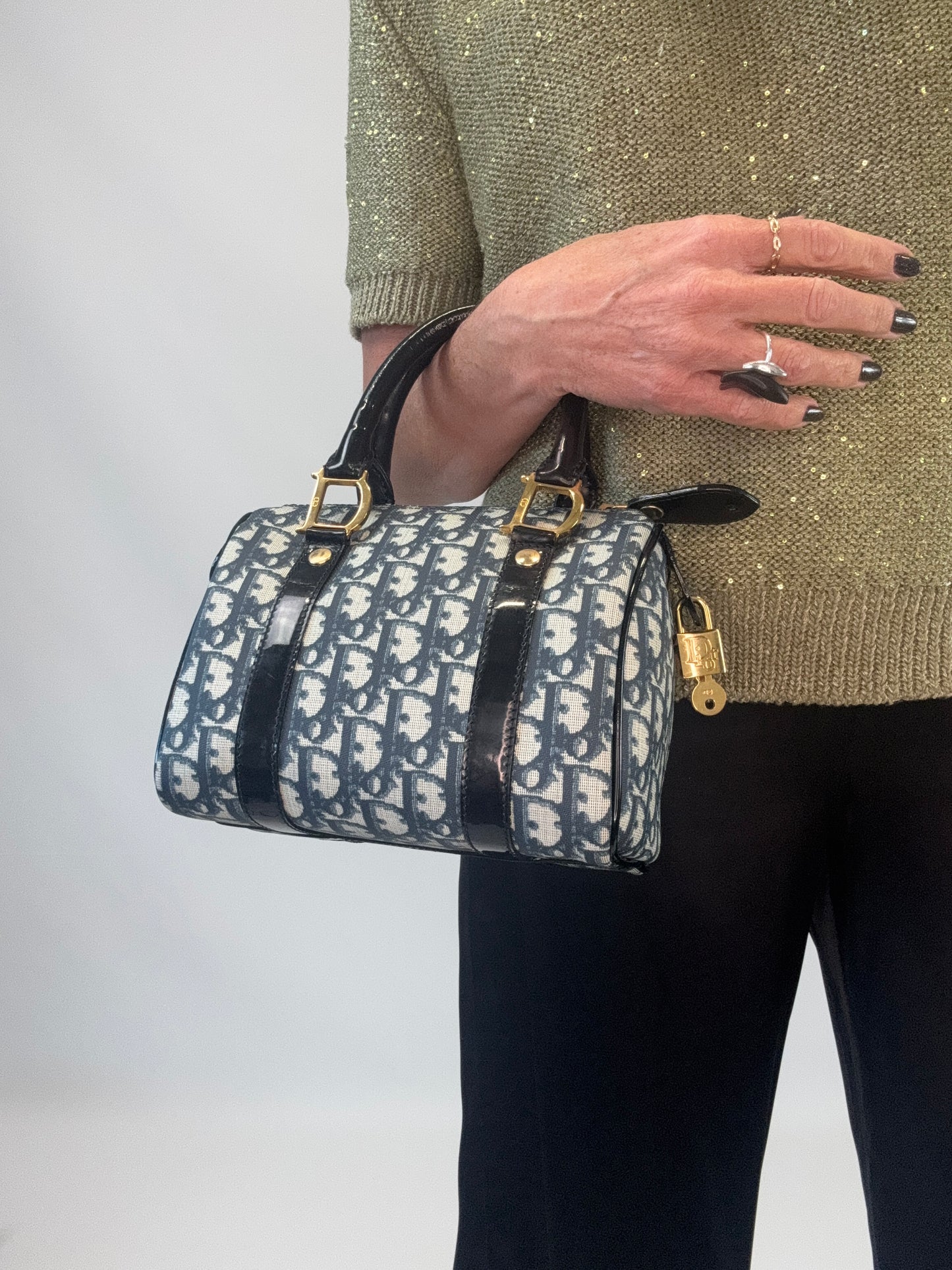 Dior Vintage Mini Diorissimo Boston Bag -Blue