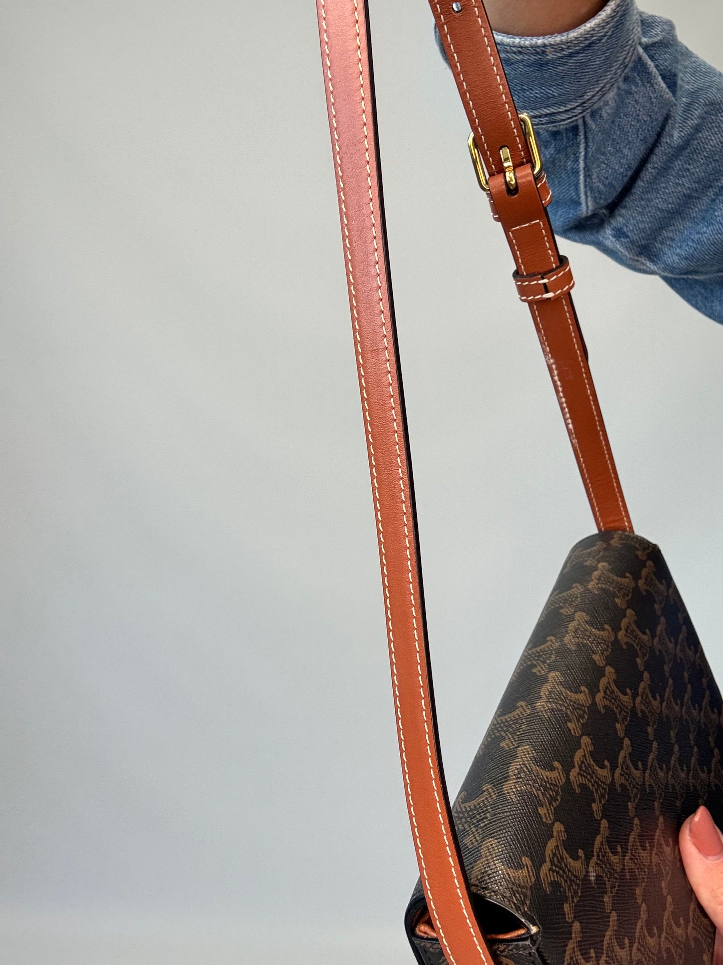 Celine Claude Triomphe Canvas Shoulder Bag