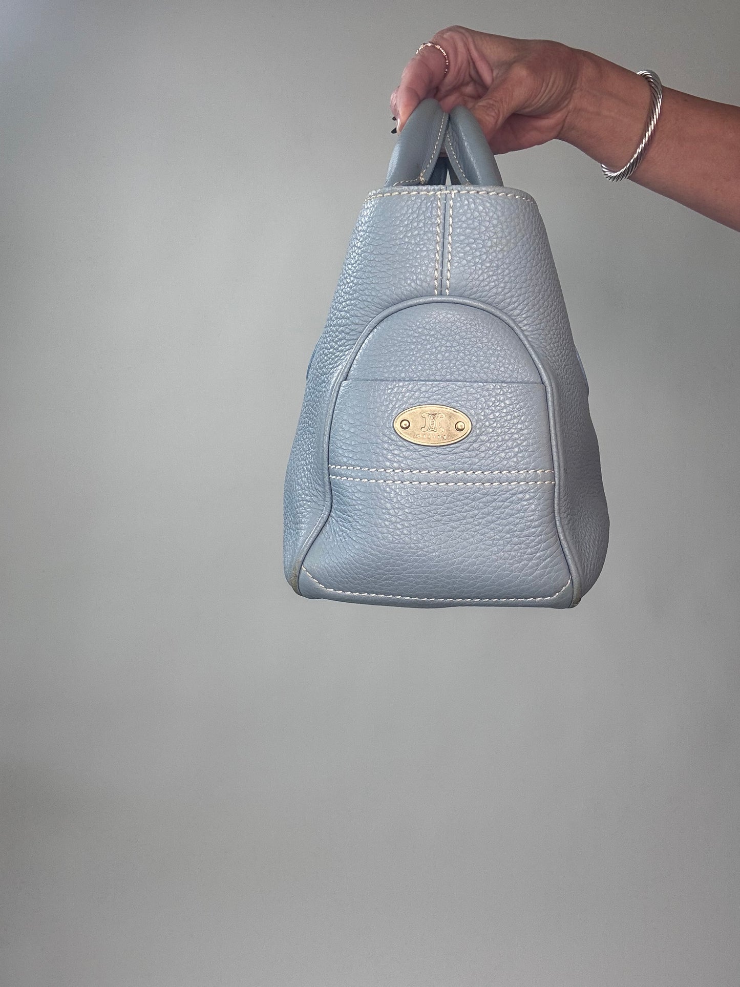 Celine Leather Triomphe Boogie Bag - Light Blue