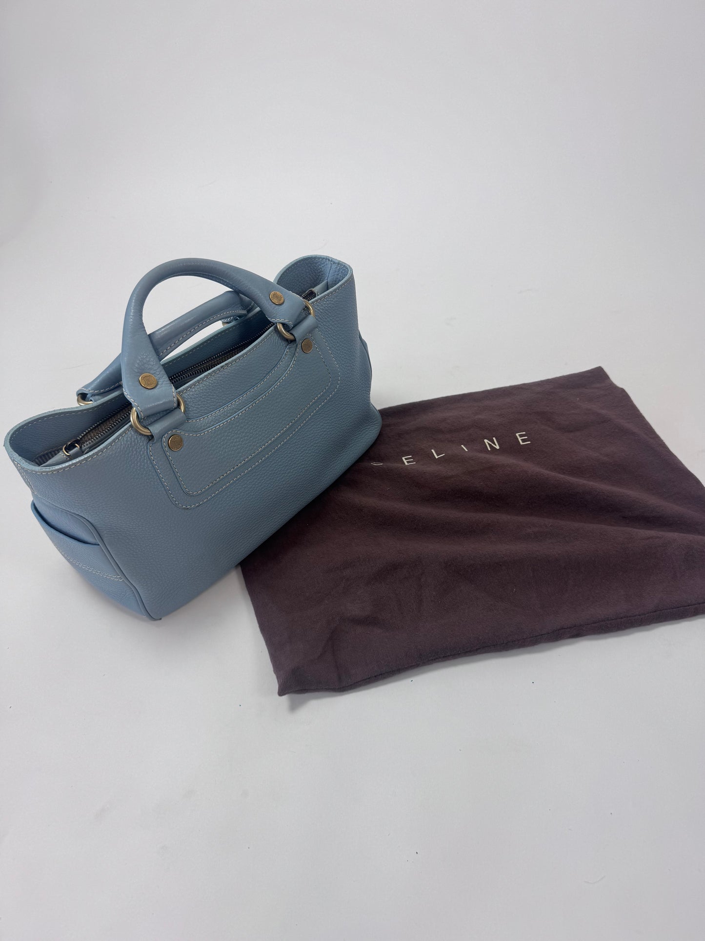 Celine Leather Triomphe Boogie Bag - Light Blue