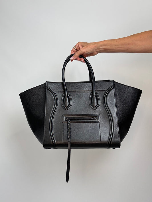 Celine Medium Phantom Luggage Tote — Black Grained Calfskin