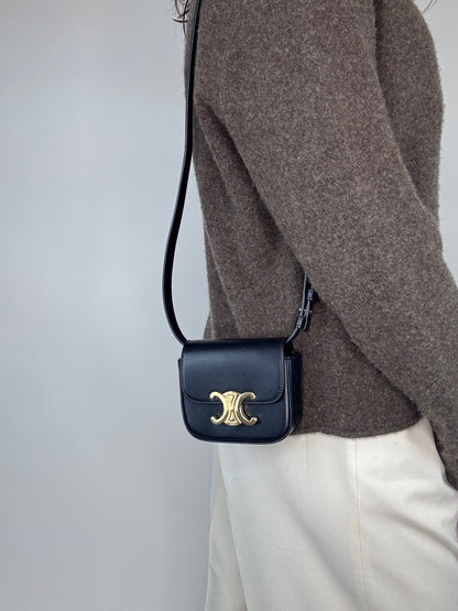 Celine Shiny Calfskin Mini Claude - Black