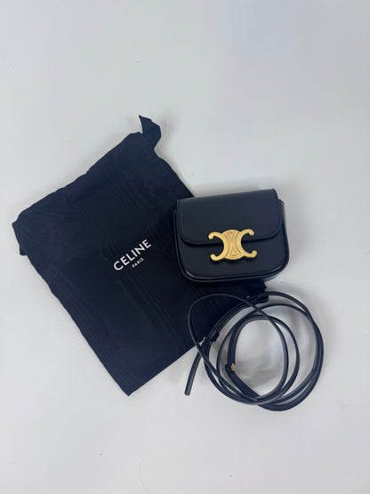 Celine Shiny Calfskin Mini Claude - Black