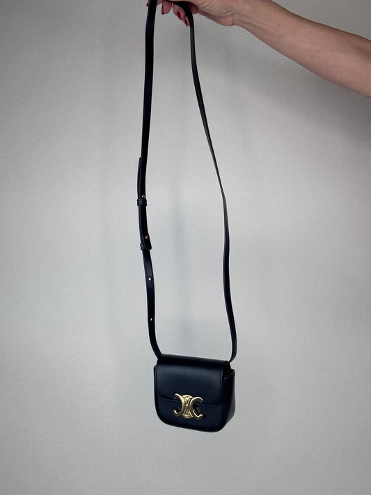 Celine Shiny Calfskin Mini Claude - Black