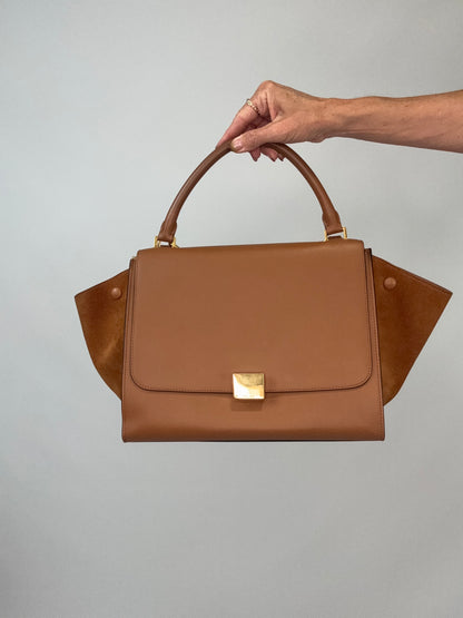 Celine Trapeze Leather Medium Bag - Carmel Brown