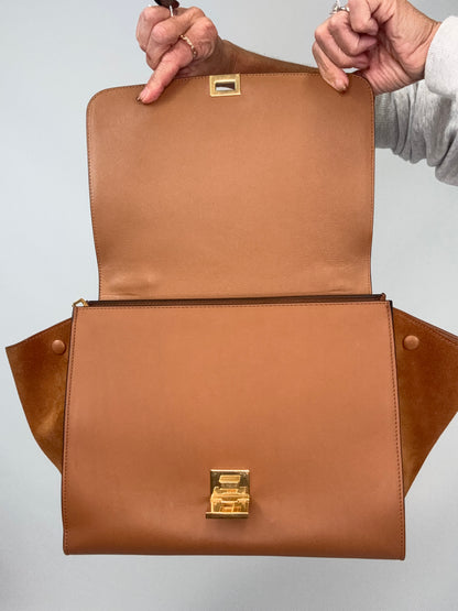 Celine Trapeze Leather Medium Bag - Carmel Brown
