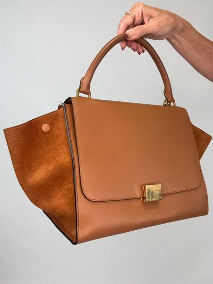 Celine Trapeze Leather Medium Bag - Carmel Brown