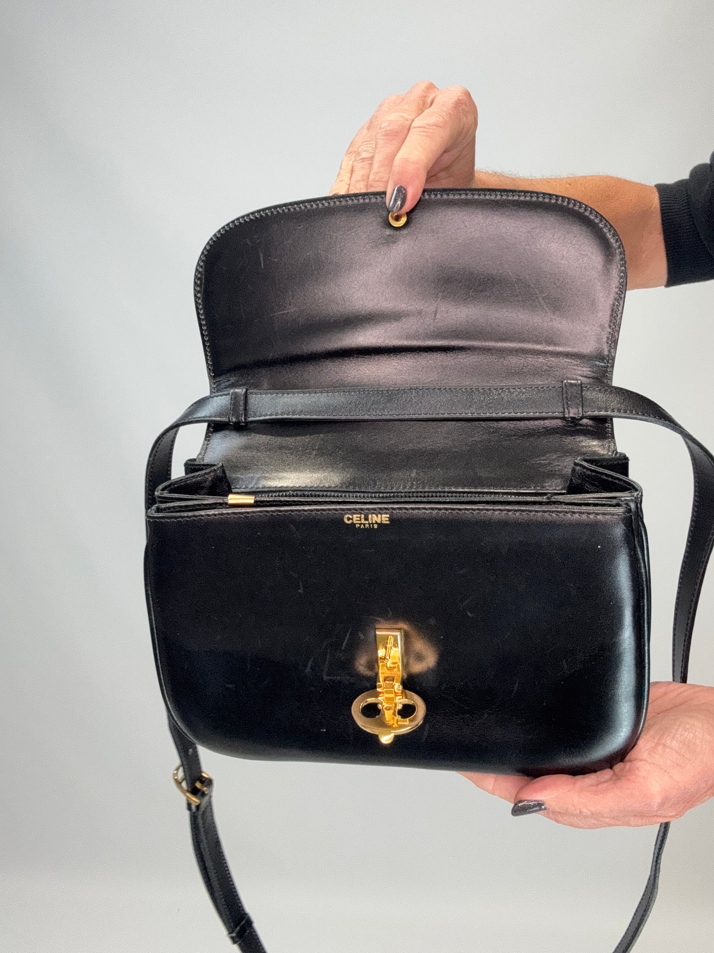 Celine Triomphe Shoulder Bag - Black / Vintage