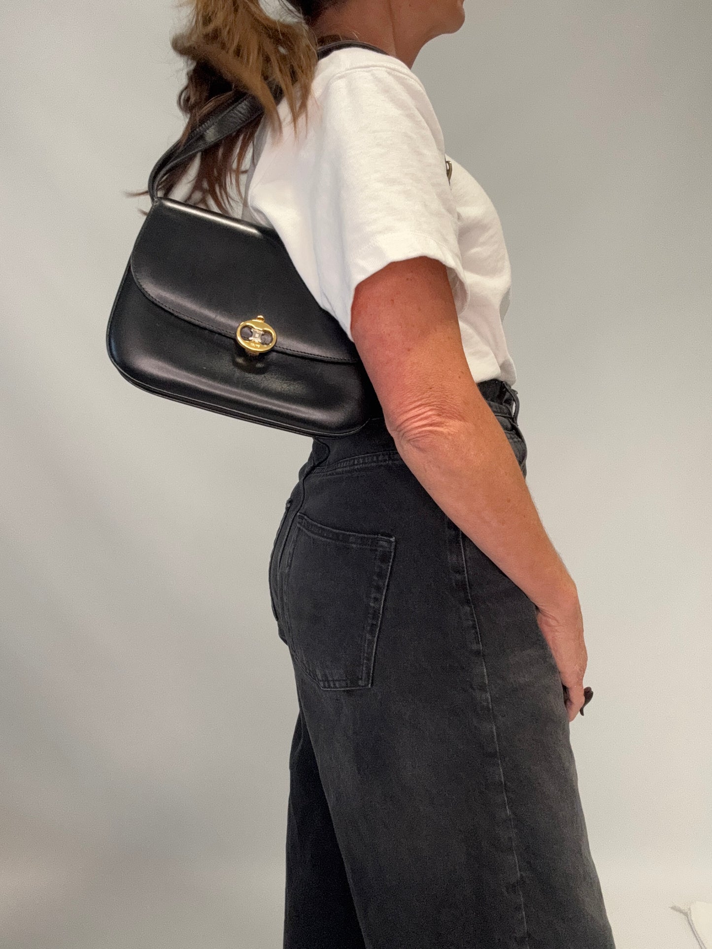 Celine Triomphe Shoulder Bag - Black / Vintage