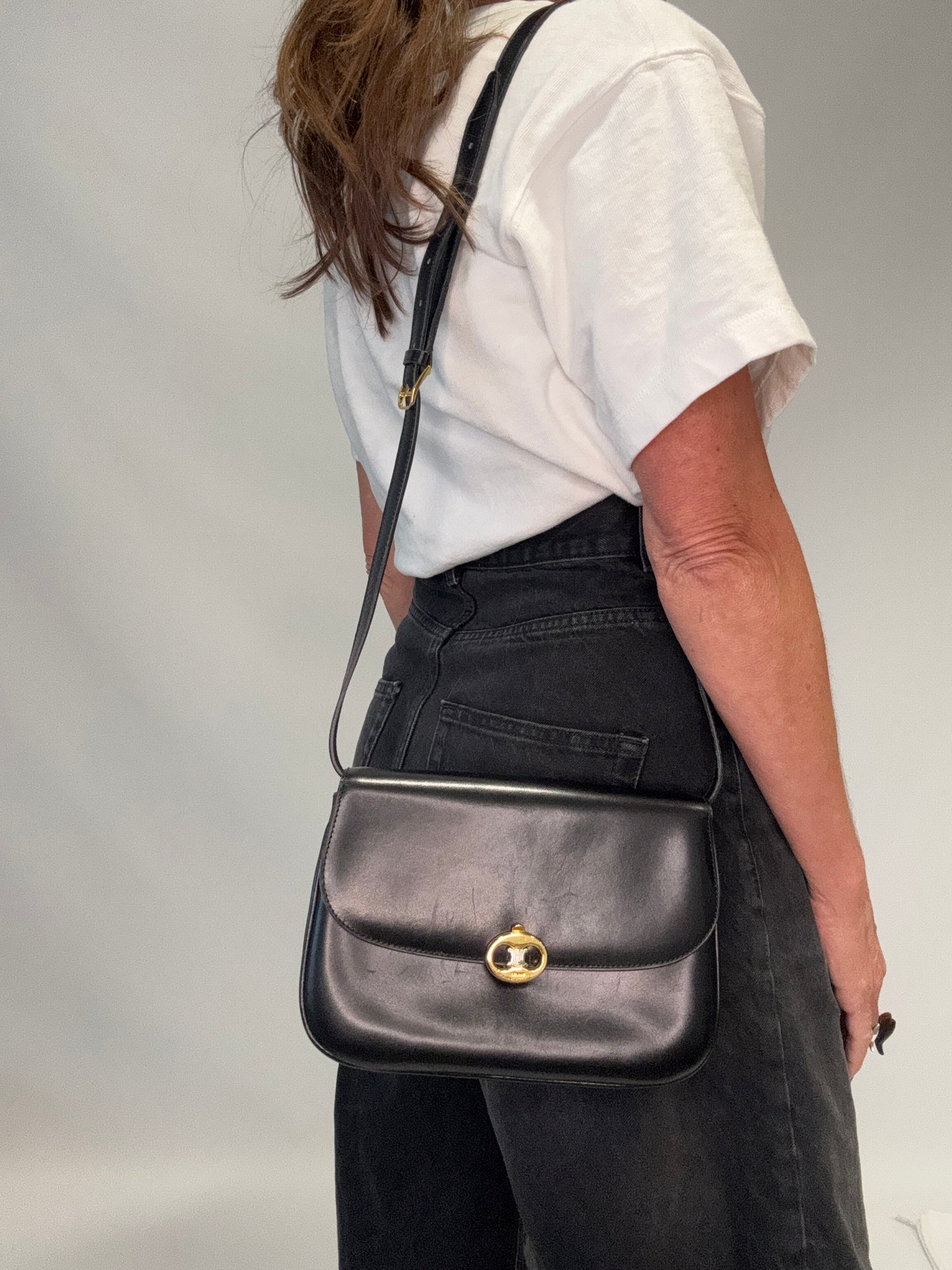 Celine Triomphe Shoulder Bag - Black / Vintage