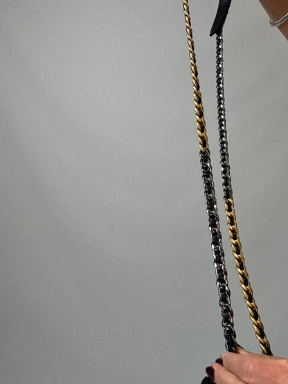 Chanel 19 Lambskin Quilted Phone Holder w/Chain - Black